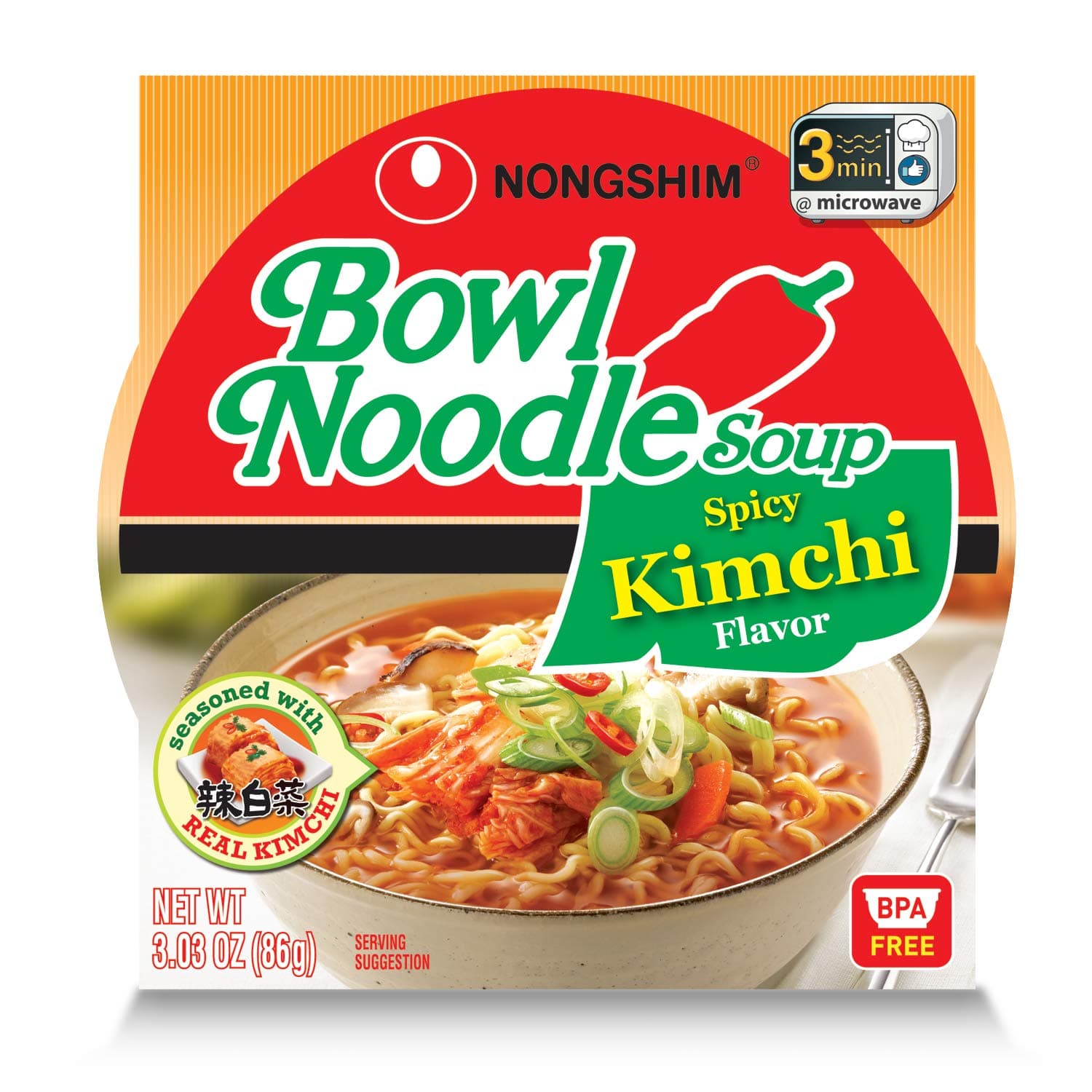 3.03-Oz Nongshim Instant Ramen Noodle Soup Bowl (Spicy Kimchi)