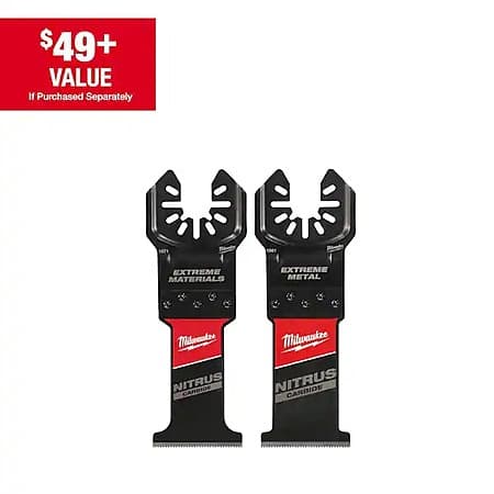 2-Pk Milwaukee 1-3/8" Nitrus Carbide Extreme Metal / Materials Oscillating Tool Blade
